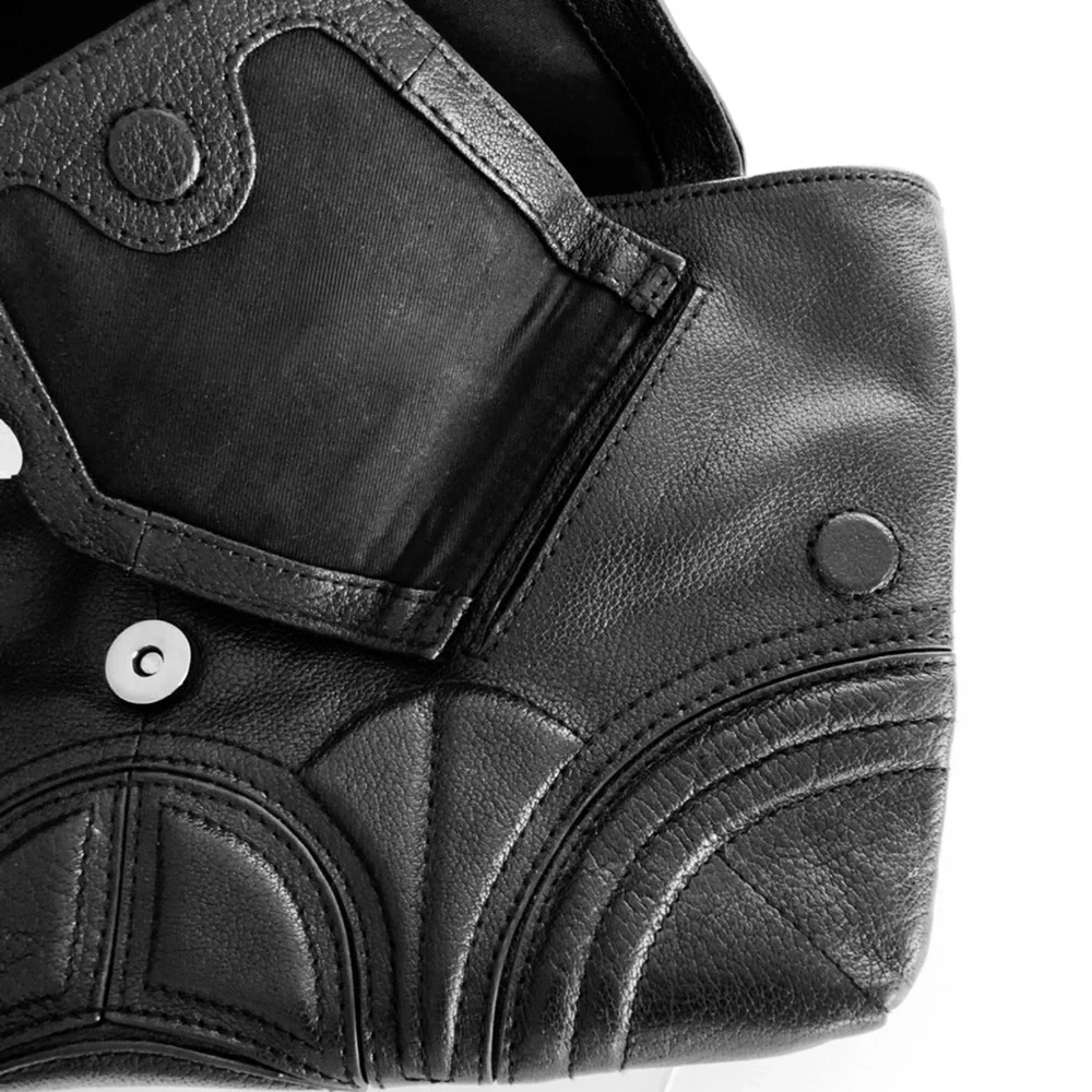 BRACHFELD PARLAGY DAPHNE BLACK LEATHER CLUTCH